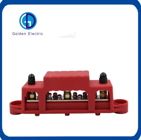 Bus Bar 1/4′′ Post Distribution Block 10X#8 Screw Terminal Busbar Stud Set with Ring Terminals