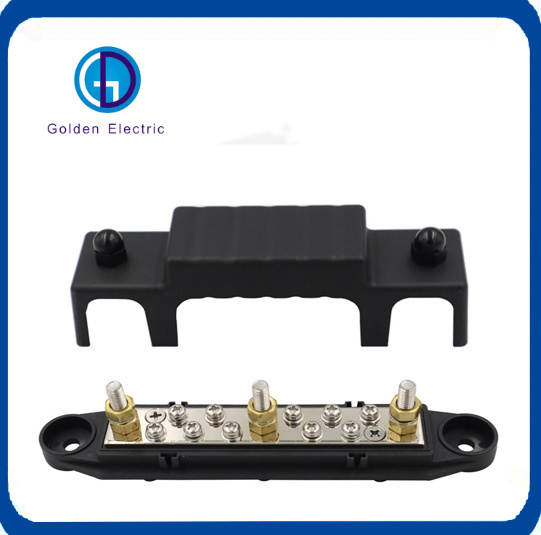Bus Bar 1/4′′ Post Distribution Block 10X#8 Screw Terminal Busbar Stud Set with Ring Terminals