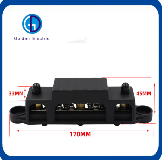 Bus Bar 1/4′′ Post Distribution Block 10X#8 Screw Terminal Busbar Stud Set with Ring Terminals